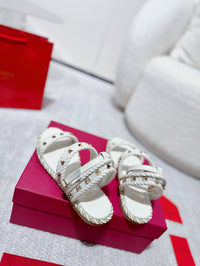 Garavani Rockstud Rope Flat Sandals