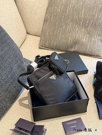 Re-Nylon and Saffiano Leather Shoulder Bag