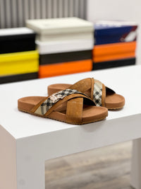 Vintage Check Cross Strap Slides