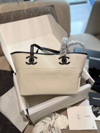 26M Shopping Bag Ecru Canvas & Calfskin