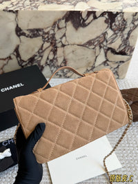 Suede Top Handle Flap Bag