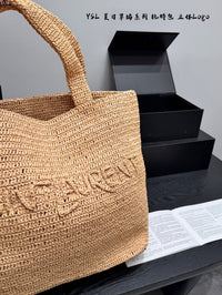 Rive Gauche Raffia Tote Bag