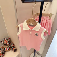 Pink Polo & Skirt Set