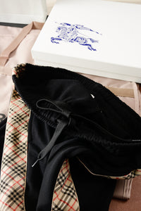 Check-Stripe Slim Sweatpants