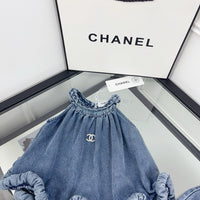 Ruffle Denim Top & Trouser Set
