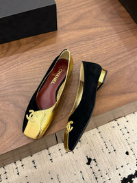 Two-Tone Leather Ballerina Flats