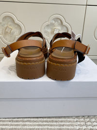 Leather Crossover Platform Sandals