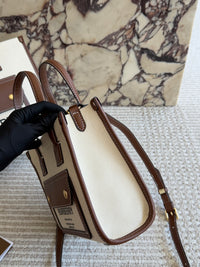 Two-Tone Canvas and Leather Freya Tote Bag