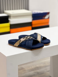 Vintage Check Cross Strap Slides