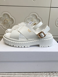Leather Crossover Platform Sandals