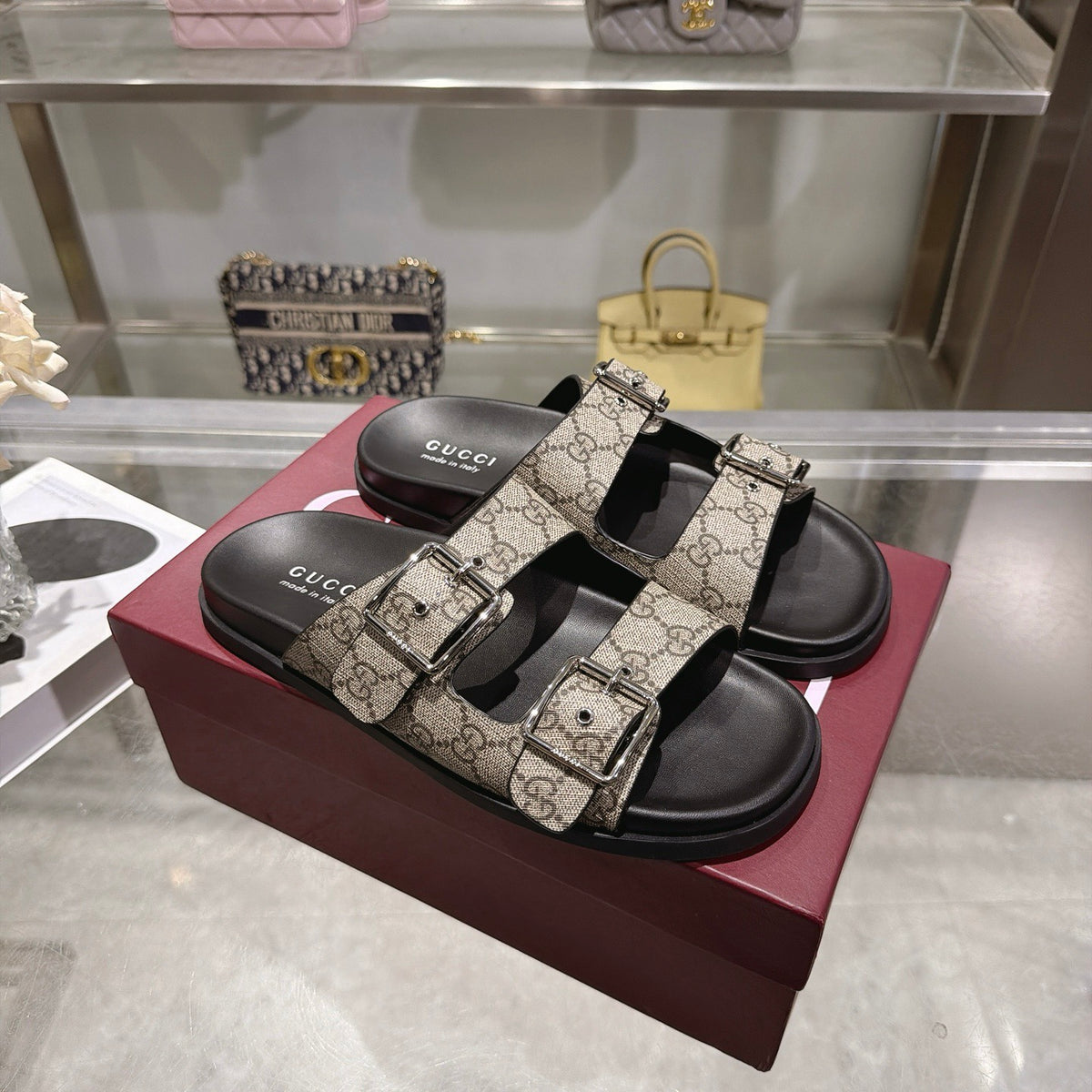 Slide Sandals with Buckles