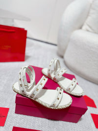 Garavani Rockstud Rope Flat Sandals