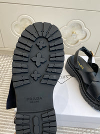 Leather Crossover Platform Sandals