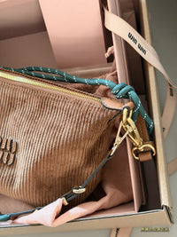 Corduroy Logo Shoulder Bag