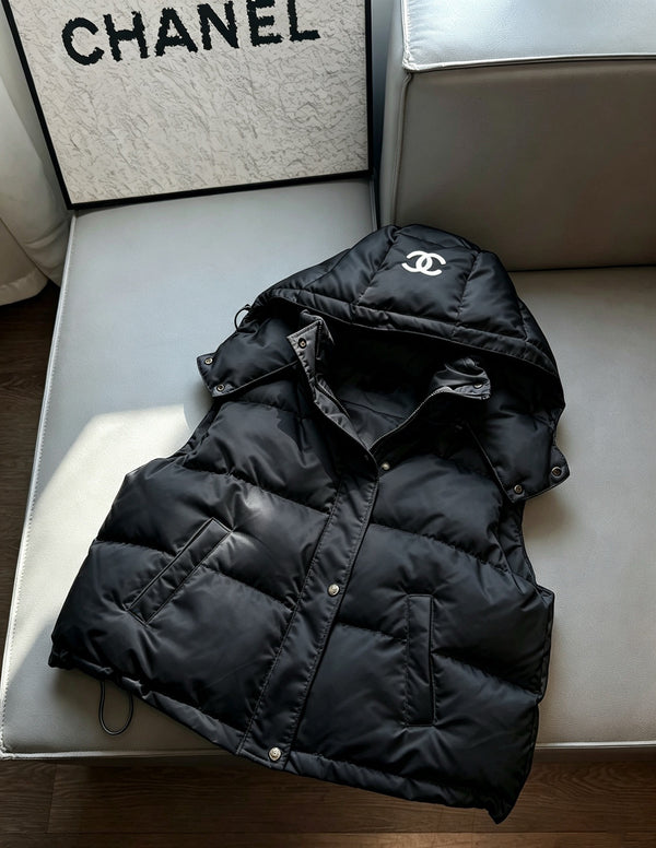 Logo Hooded Puffer Vest