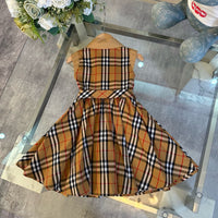 Vintage Check Sleeveless Shirt Dress