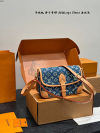 Diane Blue Denim Crystal Shoulder Bag