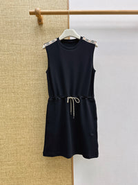 Sleeveless Check Shoulder Jersey Dress