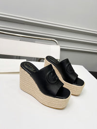 Leather Espadrille Wedges