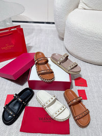 Garavani Rockstud Rope Flat Sandals