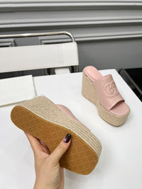 Leather Espadrille Wedges