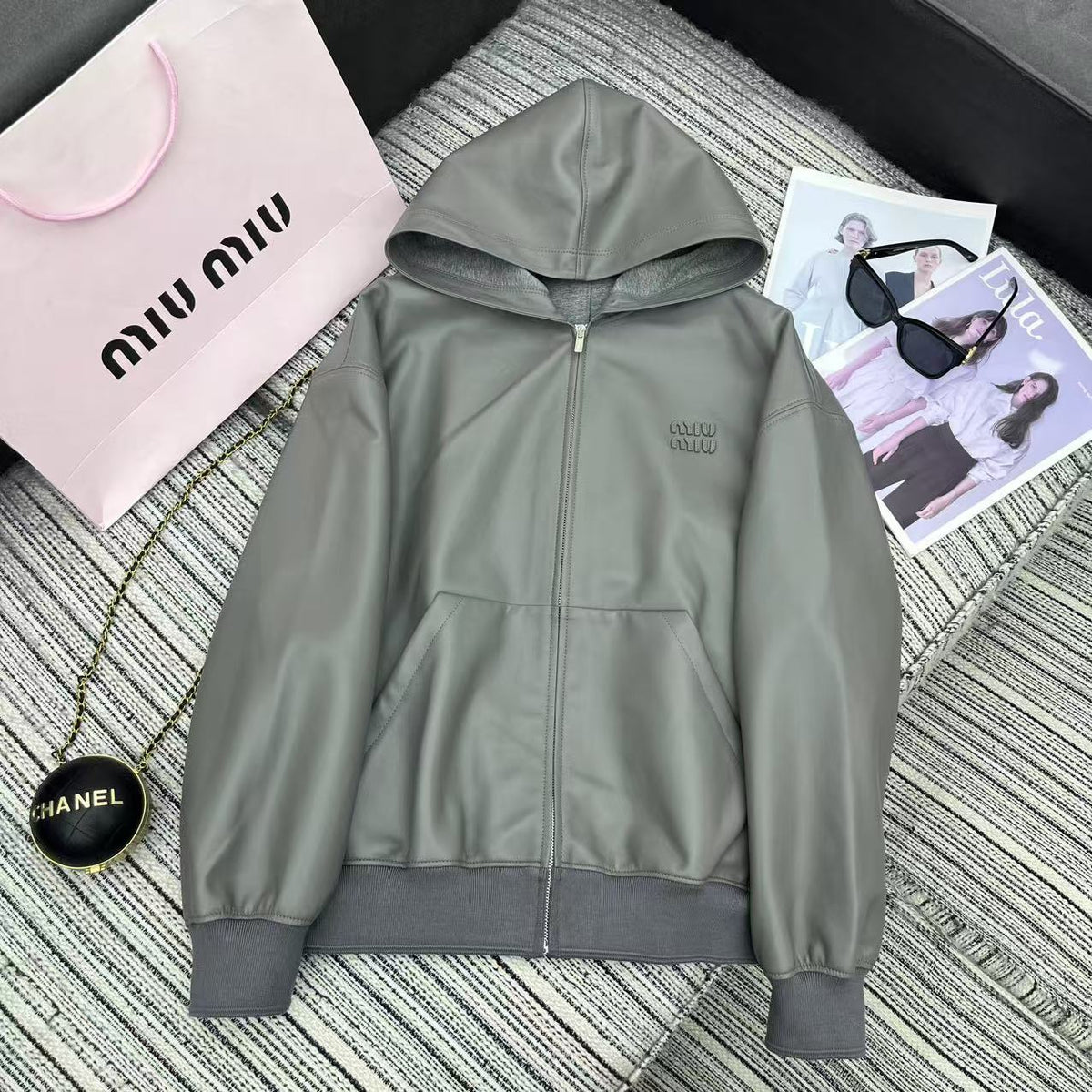26S Nappa Leather Hoodie