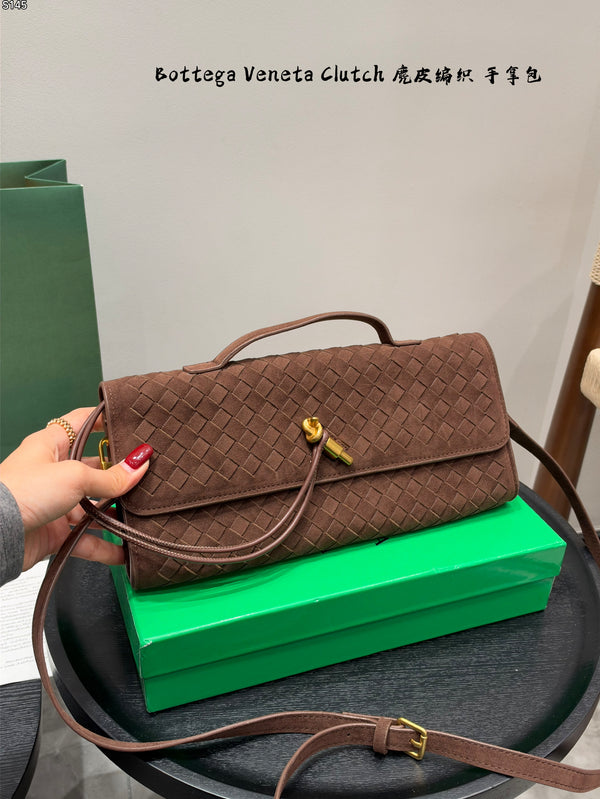 Andiamo Intrecciato Suede Clutch