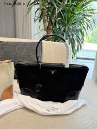 Large Linen Leather Tote Bag