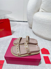 Garavani Rockstud Rope Flat Sandals