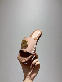 Nappa Leather Espadrille Sliders