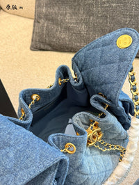Washed Denim Hobo Bag