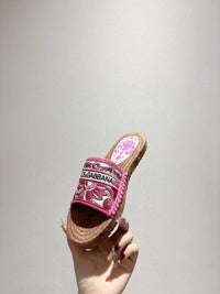 Maiolica Print Espadrille Sliders