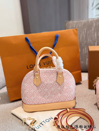 Alma BB Monogram Emblème Rose Ribbon Pink
