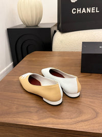 Two-Tone Leather Ballerina Flats