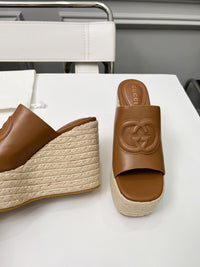 Leather Espadrille Wedges