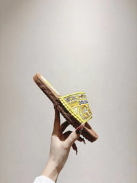 Maiolica Print Espadrille Sliders