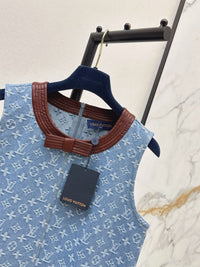 Monogram Denim Sleeveless Shift Dress