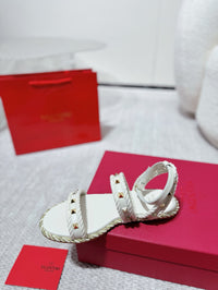 Garavani Rockstud Rope Flat Sandals