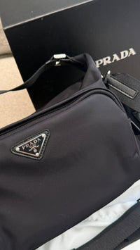 Re-Nylon and Saffiano Leather Shoulder Bag