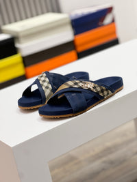 Vintage Check Cross Strap Slides