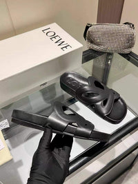 Paula's Ibiza Leather Monogram Ease Slides