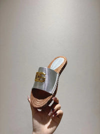Nappa Leather Espadrille Sliders