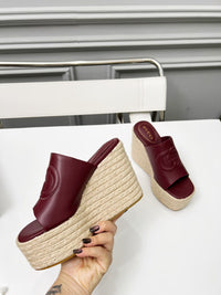 Leather Espadrille Wedges